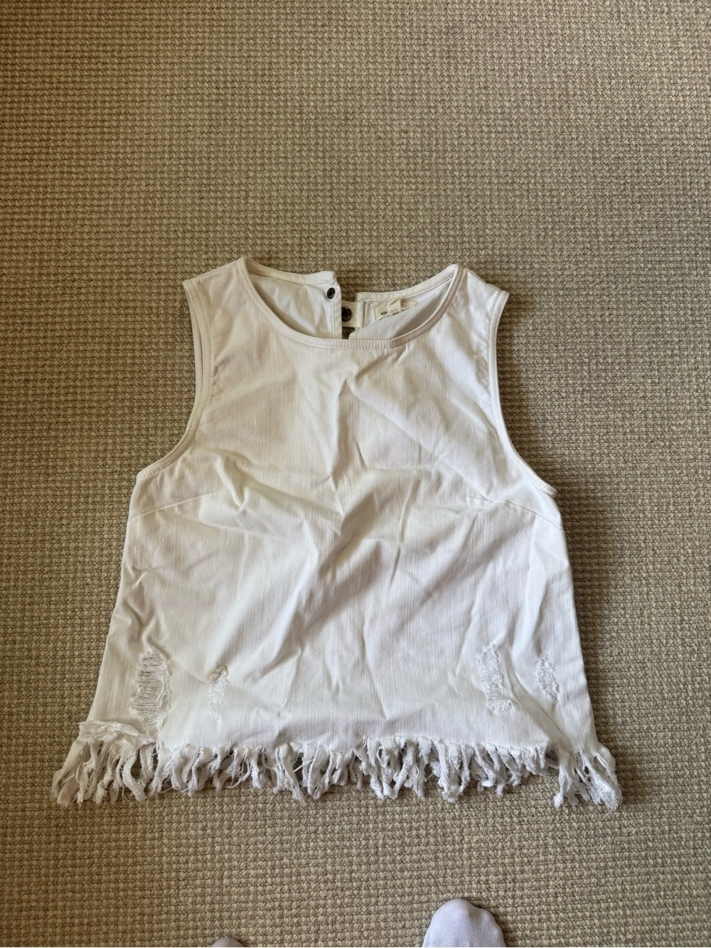 silence + noise Off-White Fringe Tank Top